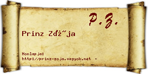 Prinz Zója névjegykártya